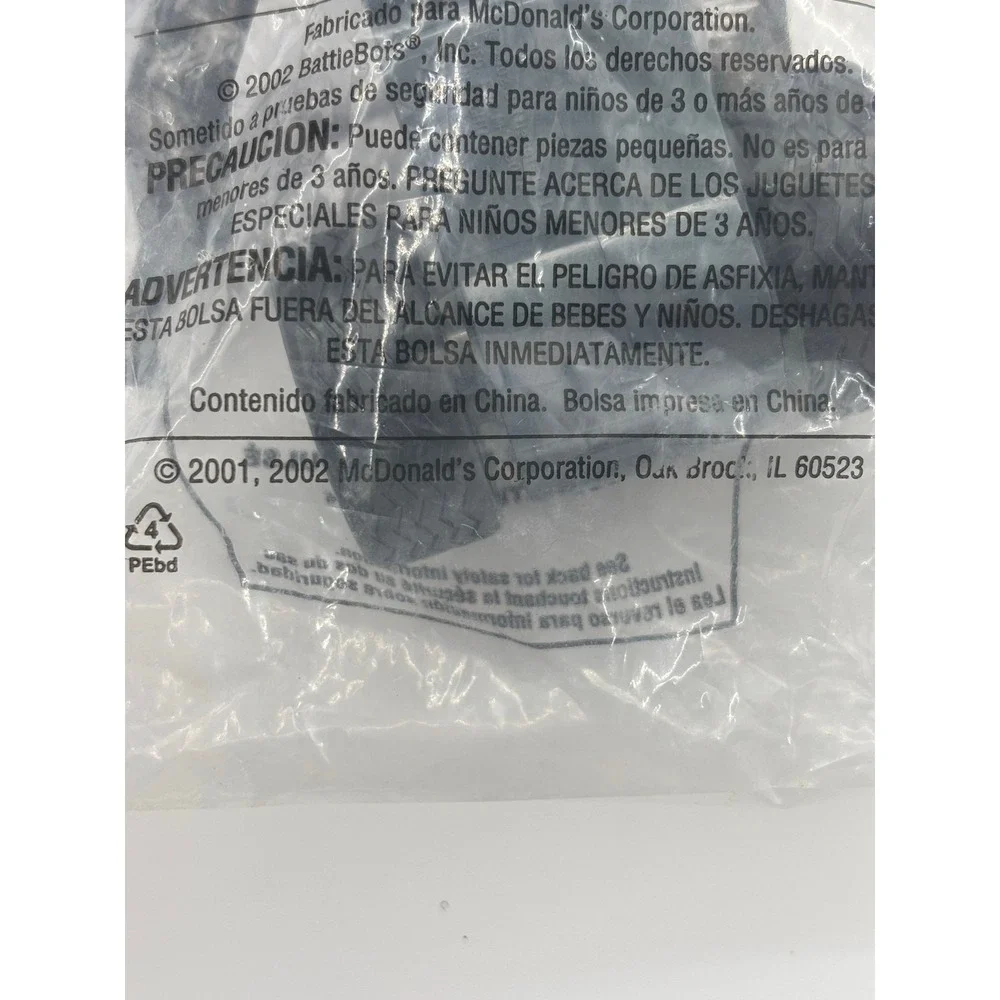 McDonalds 2002 Battlebots‎ Pull Back Action Toy #1 Sealed